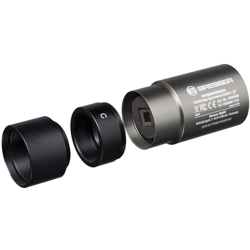 Bresser 1,25" Camera Full HD DeepSky & Guider Color 2 Bresser 125 Camera Full HD DeepSky Guider Color 2 Bresser 1,25" Full HD DeepSky color camera met afneembare adapters en metalen behuizing