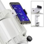 Bresser AC 127S/635 smartphonehouder gemonteerd op handvat bovenop buis met sterrenkaart app in gebruik