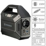 Bresser Mobile Power Station 100 Watt + Zonnelader 40 Watt (9) Bresser Mobile Power Station zijkant met 230V aansluiting, USB-poorten en ventilatie