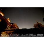 Bresser Montering Set Met Poolhoogtewig En Driepootstatief (4) Bresser Montering Set trackingtest met 16 mm lens van Orion sterrenbeeld bij 300 seconden belichting