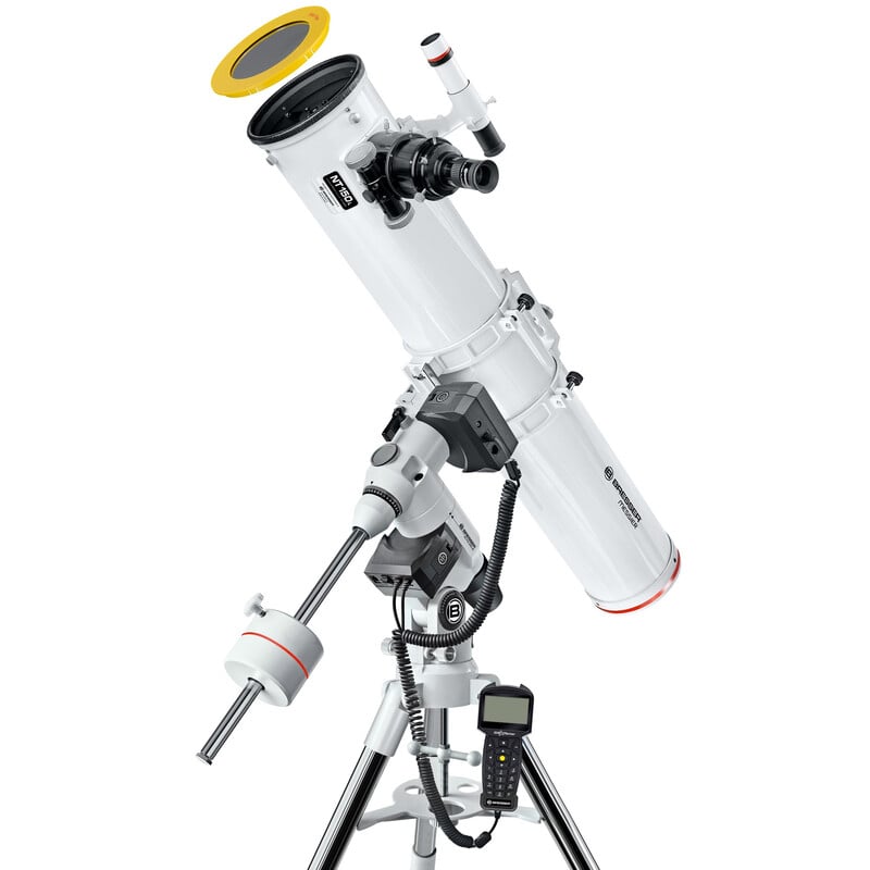 Bresser N 150/1200 Telescoop Messier Hexafoc EXOS-2 GoTo 1 Bresser N 150 1200 Telescoop Messier Hexafoc EXOS 2 GoTo 1 Bresser N 150/1200 telescoop op EXOS-2 GoTo montering met contragewicht en zonnefilter volledig opgesteld