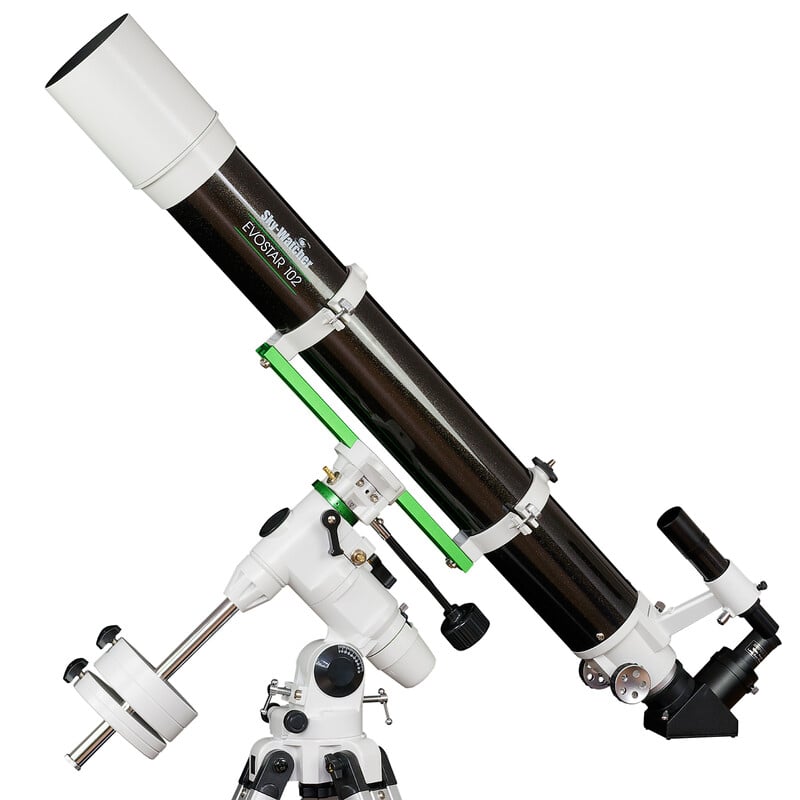 Skywatcher AC 102/1000 BD EQ3-2 Telescoop EvoStar 1 Skywatcher AC 102 1000 BD EQ3 2 Telescoop EvoStar 1 1 Skywatcher AC 102/1000 BD EQ3-2 achromatische refractor met EQ3-2 equatoriale montering en aluminium statief