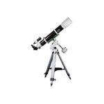 Skywatcher AC 120 1000 EQ3-2 Telescoop EvoStar (1) Skywatcher AC 120/1000 EQ3-2 close-up van EQ3-2 montering met accessoirehouder en statief