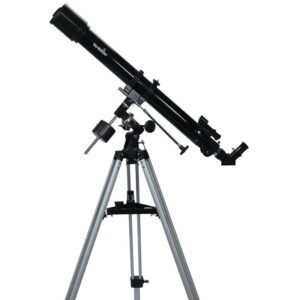 Skywatcher AC 70/900 EQ-1 achromatische refractor met EQ-1 equatoriale montering en aluminium statief