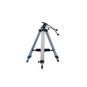 Skywatcher AZ-3 azimutale montering op aluminium driepootstatief met flexibele fijninstelassen en accessoireplateau.