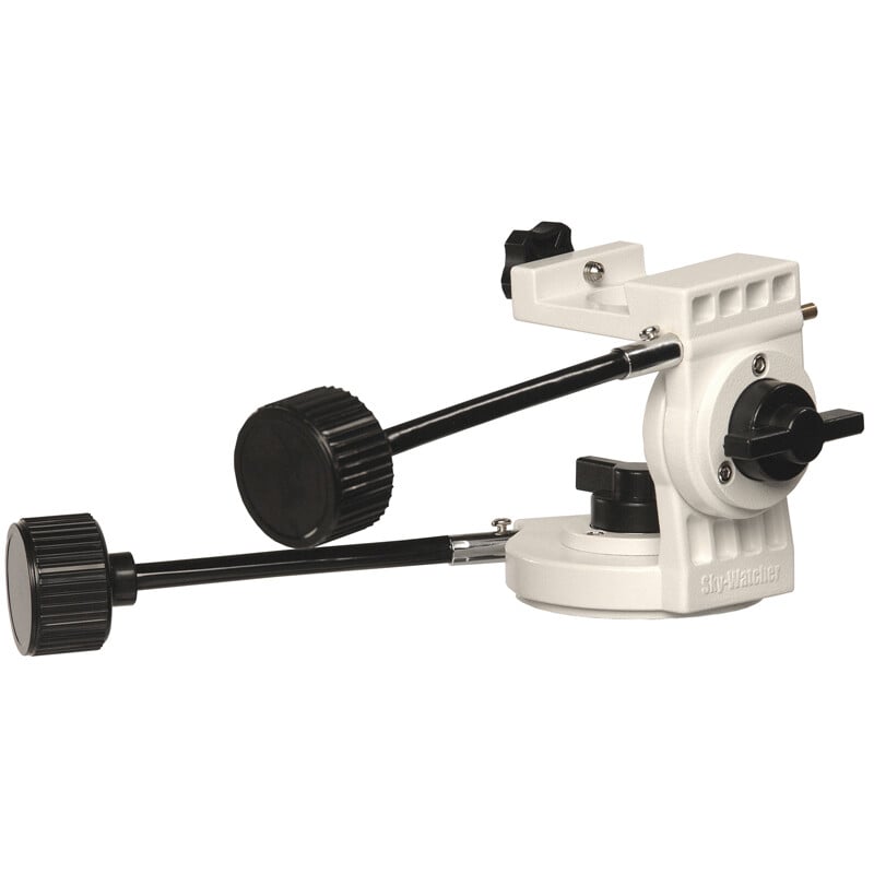 Skywatcher AZ-Pronto Montering 2 Skywatcher AZ Pronto Montering 3 Skywatcher AZ-Pronto compacte az-montering diagonaal aanzicht met instelbare schuifkoppeling en fijnregelkabels.