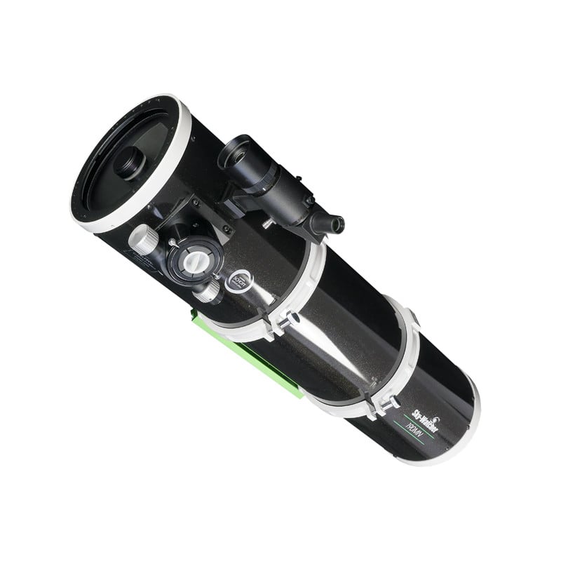 Skywatcher MN 190/1000 Maksutov-Newton Telescoop Explorer DS Pro OTA 1 Skywatcher MN 190 1000 Maksutov Newton Telescoop Explorer DS Pro OTA 1 Skywatcher MN 190/1000 Maksutov-Newton OTA in zijaanzicht met 8x50 hoekzoeker, 2 inch Crayford-focuser en buisringen op Vixen-zwaluwstaart.