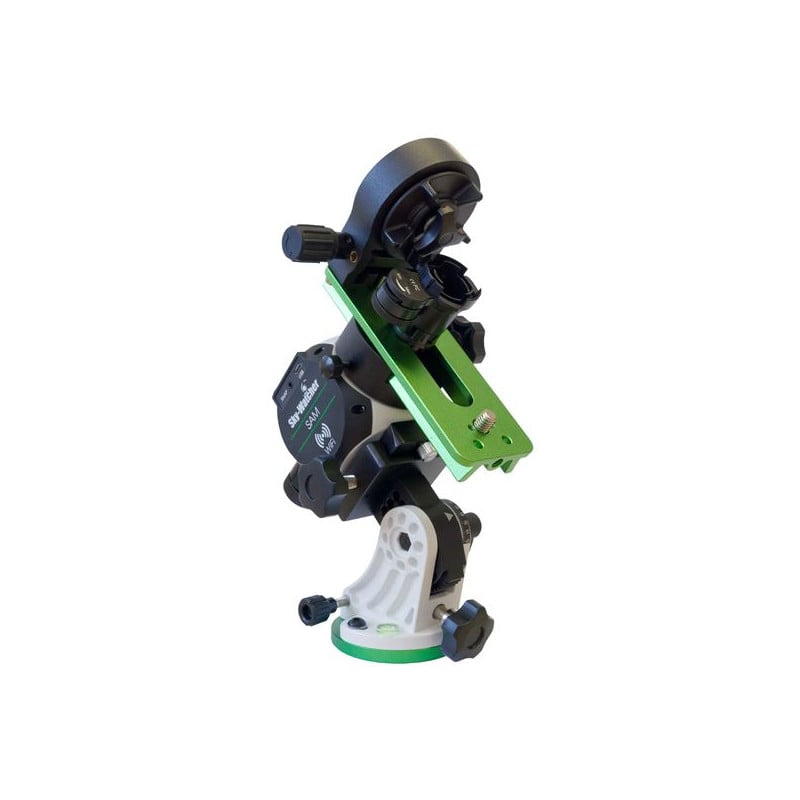 Skywatcher Montering Star Adventurer Mini Wi-Fi Astro-Set 2 Skywatcher Montering Star Adventurer Mini Wi Fi Astro Set 3 Skywatcher Montering Star Adventurer Mini Wi-Fi Astro-Set compacte astrofoto-opstelling met camera op L-beugel en wig.