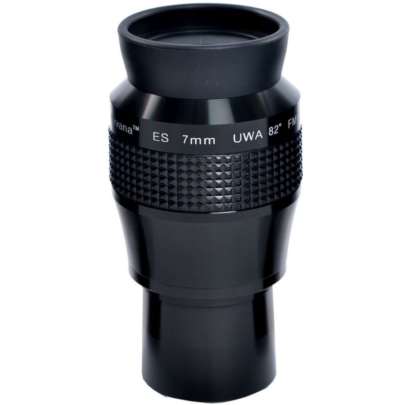 Skywatcher Oculair Nirvana ES UWA 82° 7mm 1,25" 1 Skywatcher Oculair Nirvana ES UWA 82° 7mm 125 Skywatcher Eyepiece Nirvana 7mm ES UWA 82° wide-angle eyepiece with rubber eyecup and knurled handle in 1.25-inch mount.