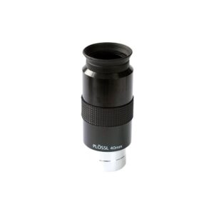 Skywatcher Eyepiece Super Plössl 40mm 1.25 inch eyepiece with rubber eye rim and ribbed grip on white background.