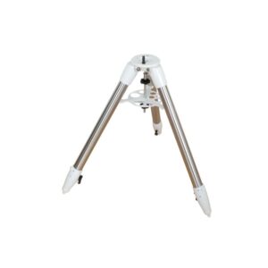 Skywatcher EQ-6 statief stalen driepoot met witte kop, rubberen voeten en rond accessoireplateau voor EQ6-monteringen
