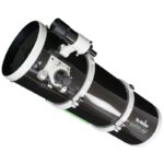 Sky-Watcher Quattro 250P Parabolic Newtonian Optical Tube Assembly (OTA) with tube rings, dovetail plate, dual-speed Linear Power focuser and 9x50 finder on white background