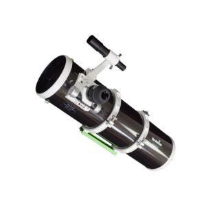 Sky-Watcher Explorer 250PDS Parabolic Newtonian Tube (OTA) with 9x50 Finderscope, Dual-Speed Crayford Focuser, Tube Rings, and Dovetail Plate on White Background