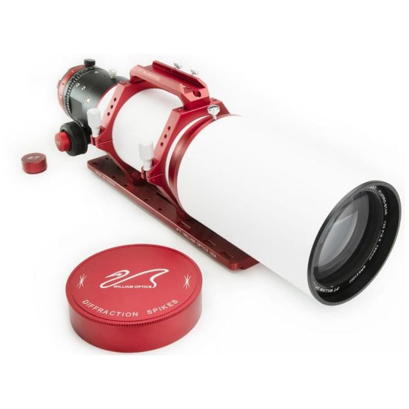 William Optics 120/780 Apochromatische refractor AP Fluorostar Red OTA 1 William Optics 120 780 Apochromatische refractor AP Fluorostar Red OTA 1 William Optics 120/780 Apochromatische refractor met alle meegeleverde accessoires inclusief transporttas, zwaluwstaart en Bahtinov-masker.