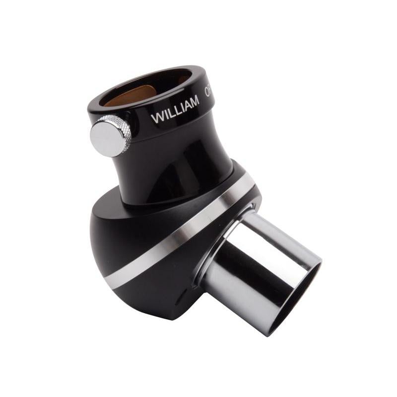 William Optics 45°, 1,25" op 1,25" Amici-prisma 2 William Optics 45° 125 op 125 Amici prisma William Optics 45° Amici-prisma 1,25 inch zwart-zilver ontwerp met messing ringklem en oculairaansluiting