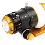 William Optics AP 132 925 Apochromatische refractor Fluorostar Gold OTA (9) William Optics AP 132/925 detailopname van het gouden, CNC-gefreesde handvat en de bijpassende buisringen voor stevige bevestiging.