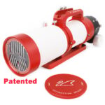 William Optics AP 71 420 GT 71 Apochromatische refractor Gran Turismo (1) William Optics AP 71/420 GT 71 vooraanzicht met open dauwkap en geïntegreerd Bahtinov masker