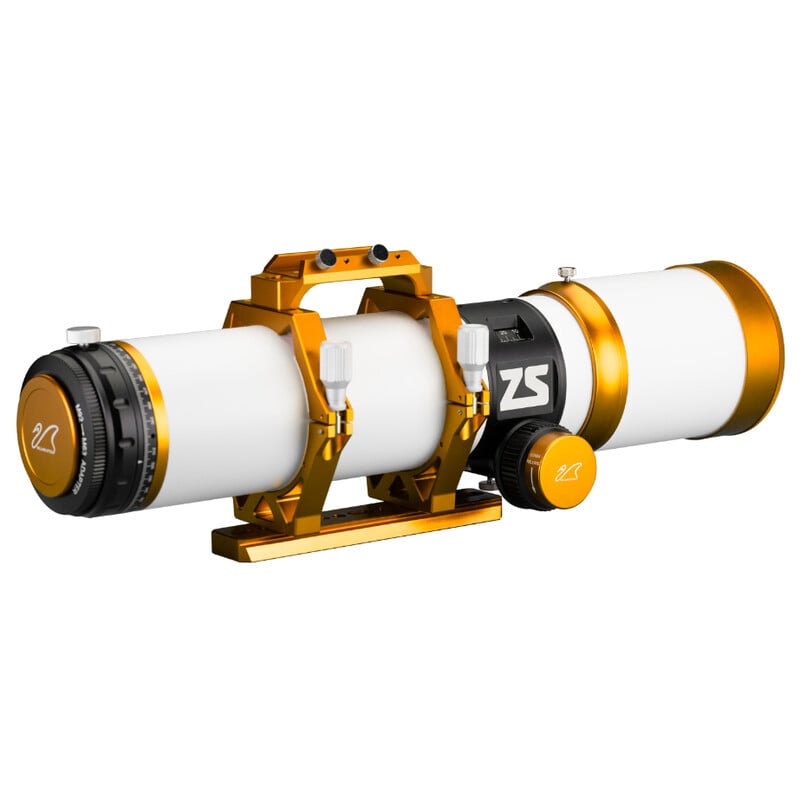 William Optics AP 81/559 81 Apochromatische refractor ZenithStar WIFD Goud OTA 2 William Optics AP 81 559 81 Apochromatische refractor ZenithStar WIFD Goud OTA 3 William Optics AP 81/559 81 zijaanzicht met gouden buisringen en handvat