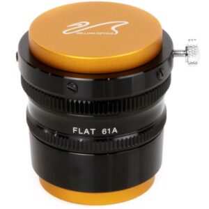 i. William Optics Flat61R 61 beeldveldegalisator close-up van de behuizing