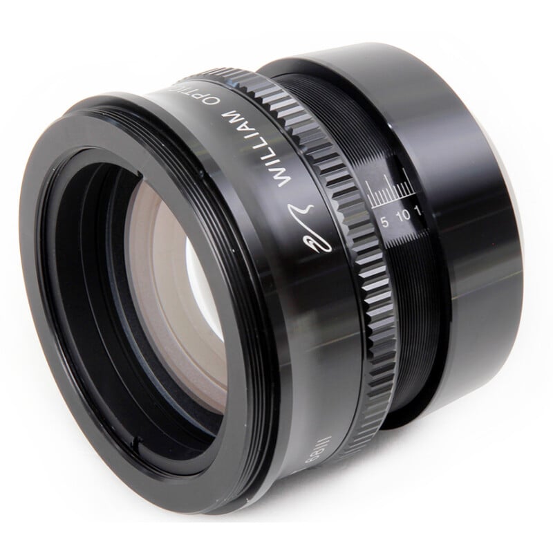 William Optics Flat68III Flattener 2 William Optics Flat68III Flattener 2 William Optics Flat68III flattener zijaanzicht met schaalverdeling en scherpe belijning
