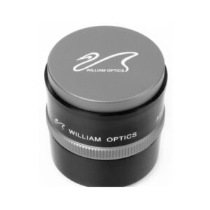 Telescoop 33 William Optics Flat6AIII Reducer Flattener Adjustable 1 William Optics Flat6AIII flattener bovenaanzicht met logodeksel en aluminium afwerking