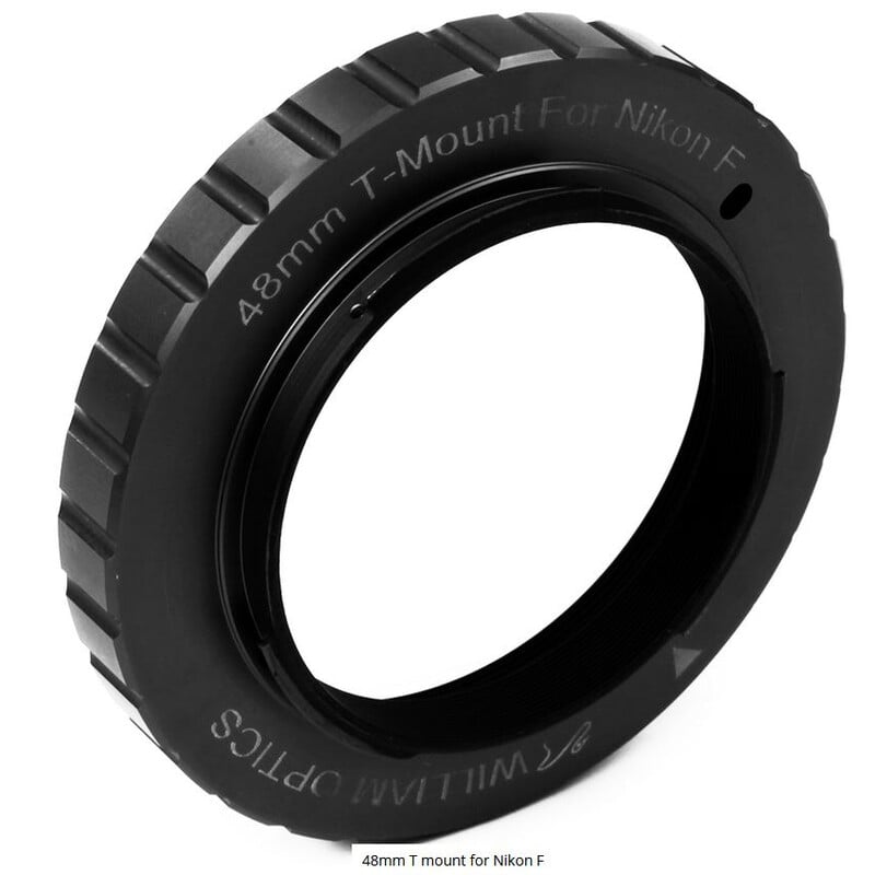 William Optics M48 Camera adapter compatibel met Nikon 2 William Optics M48 Camera adapter compatibel met Nikon 2 William Optics M48 voor Nikon schuin aanzicht met interne M48 schroefdraad