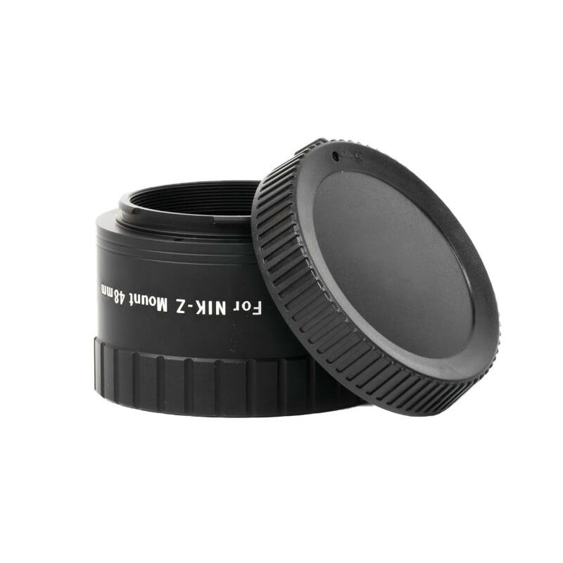 William Optics Z 48mm Camera adapter T-Ring Nikon 2 William Optics Z 48mm Camera adapter T Ring Nikon 1 William Optics Z 48mm T-ring adapter met bijbehorende stofkap