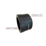 William Optics Z 48mm Camera adapter T-Ring Nikon (3) William Optics Z 48mm adapter met aanduiding van de M48-schroefdraad en de brandpuntsafstand van de flens