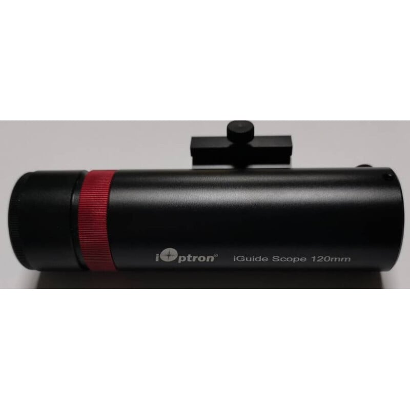 iOptron 30mm Guidescope iGuide 1 iOptron 30mm Guidescope iGuide 1 iOptron 30mm mini-guidescope zijaanzicht met 120mm tubus en zwarte/red afwerking