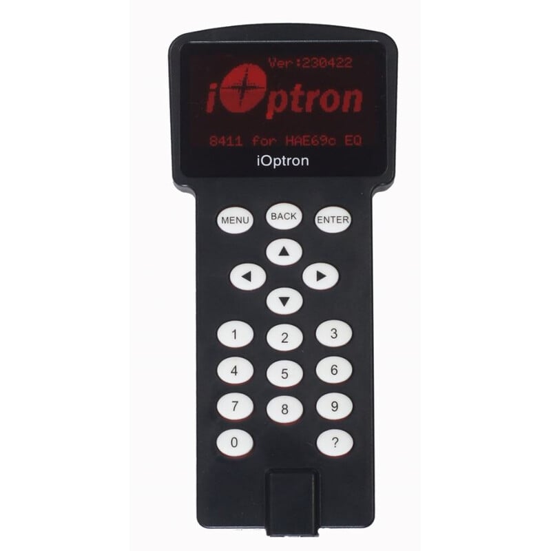 iOptron 8411 Go2Nova 1 iOptron 8411 Go2Nova iOptron 8411 Go2Nova handbediening met rood lcd-display en wit toetsenblok voor HAE-montering