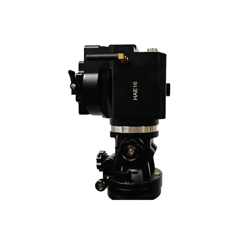 iOptron HAE16C AZ/EQ Montering Dual SWG Hybrid 1 iOptron HAE16C AZ EQ Montering Dual SWG Hybrid 2 iOptron HAE16C AZ/EQ recht zijaanzicht van behuizing met motoronderdelen en bevestigingsklemmen