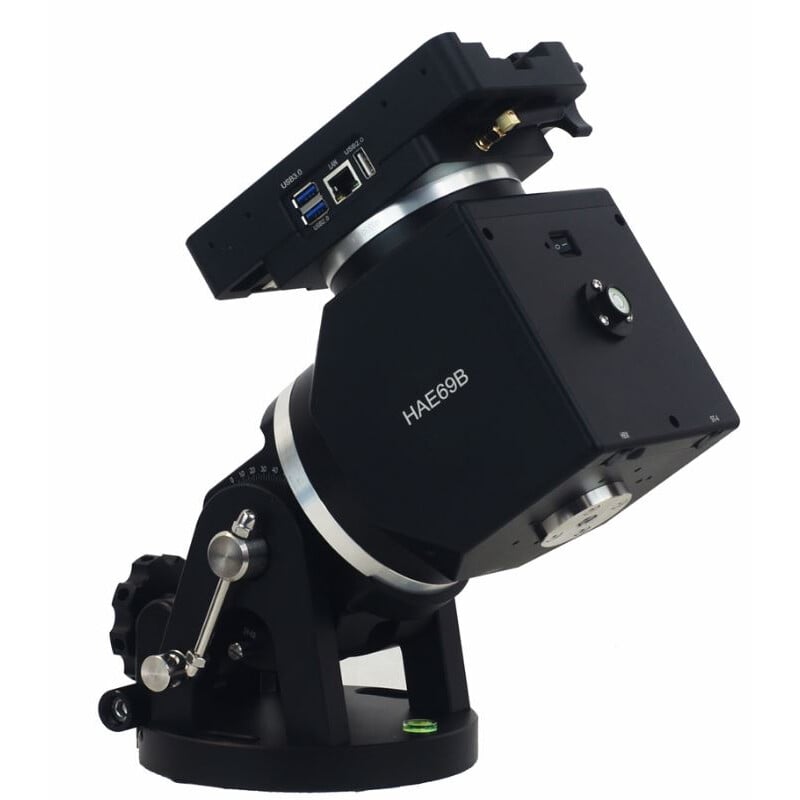 iOptron HAE69 Montering iMate 1 iOptron HAE69 Montering iMate 1 iOptron HAE69 zijkant van montering met geanodiseerde behuizing en Vixen/Losmandy zadel