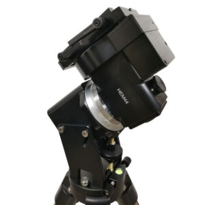 iOptron HEM44 montering zijaanzicht met zwarte CNC-behuizing gemonteerd op statiefeenheid