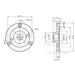 iOptron-Tri-Pier-adapter-voor-Skywatcher-Celestron-en-Orion (1) iOptron Tri-Pier Adapter technische tekening met diameter-, schroef- en pasmaten