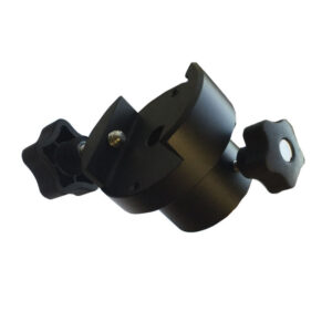 iOptron Tweede montagezadel met Vixen-stijl klem en dubbele vergrendelnoppen in schuine aanzichtweergave