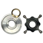 iOptron Upgradekit met aluminium tandwiel, messing hoogteplaat en zwarte vergrendelknop met hendels