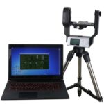 iOptron iPano Allview Pro Cameramontering (3) iOptron iPano Allview Pro gemonteerd op statief, verbonden met laptop via USB en draaihoeksoftware actief