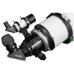 Skywatcher AP 150 1050 ESPRIT-150ED Apochromatische Refractor Professional OTA (1) Skywatcher AP 150/1050 detail van 3 inch Linear-Power Crayford-focuser met 2 inch diagonaal, 9x50 zoeker en oculairadapter.