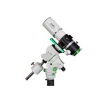 Skywatcher AP 62 400 Evolux-62ED Apochromatische Refractor Adventurer GTi Wi-Fi GoTo SET (2) Skywatcher AP 62/400 Evolux-62ED op Star Adventurer GTi GoTo-montering met contragewicht zijaanzicht.