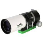 Skywatcher AP 62 400 Evolux-62ED Apochromatische Refractor OTA (3) Skywatcher AP 62/400 Evolux-62ED vooraanzicht van ED-objectief met multicoating en dauwkap.