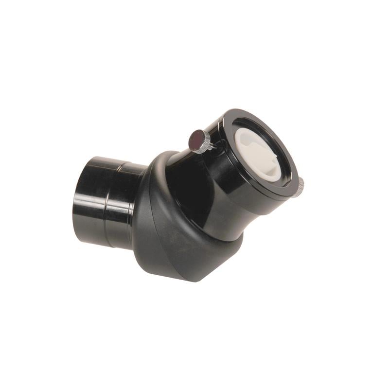 Skywatcher Amici prisma 45° 2" 1 Skywatcher Amici prisma 45° 2 Skywatcher Amici prisma 45° close-up van zwart 2 inch Amici-prisma diagonaal met 45 graden kijkhoek, 2 inch insteekvatting en klemringen.
