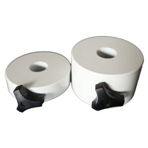 Skywatcher Tegengewicht set van twee witte ronde contragewichten 1,6kg en 0,7kg met centrale boring en zwarte klemschroeven.