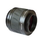 Skywatchers 0.85x 72 ED reducer flattener cilindervormige zwarte correctorlens met M56- en M48-schroefdraad en rode coating.