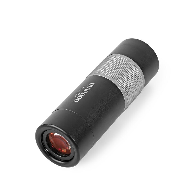 Omegon Mono ED Monoculair 10x32 1 Omegon Monoculair Mono 10x32 ED 2 Omegon Mono ED Monoculair 10x32 zijaanzicht met Omegon-logo en gestroomlijnd aluminium ontwerp