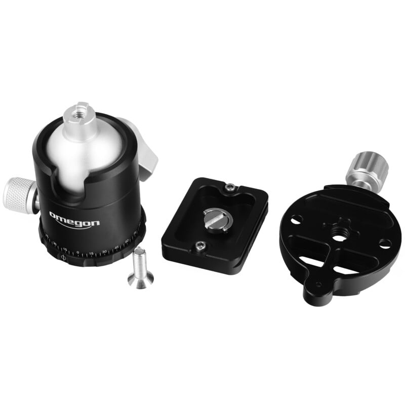 Omegon Pro OM12 Statiefbalhoofd 2 Omegon Pro OM12 statiefbalhoofd 2 Omegon OM12 balhoofdset met tas, klem, montageplaat en bevestigingen