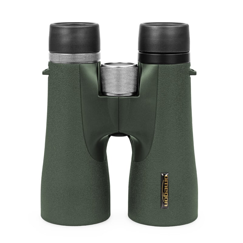 Omegon Hunter 2.0 Binoculars 10x50 2 Omegon Binoculars Hunter 2 0 10x50 2 Omegon Hunter 2.0 Binoculars 10x50 front view upright with view of aluminum focus ring and eyepiece caps