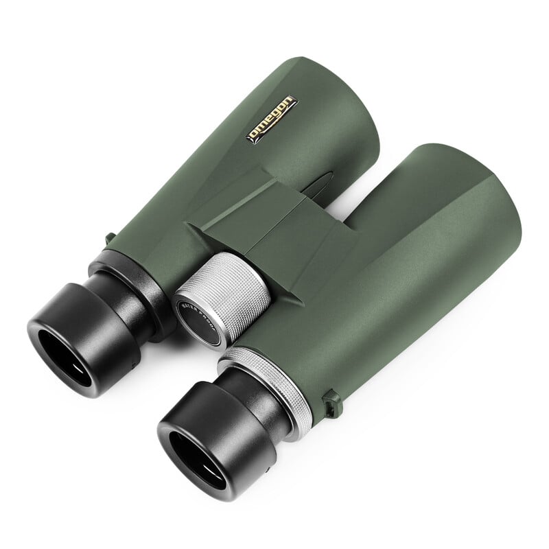 Omegon Hunter 2.0 Binoculars 8x56 1 Omegon Binoculars Hunter 2 0 8x56 3 Omegon Hunter 2.0 Binoculars side view with metal focusing wheel and rotating eyepiece caps