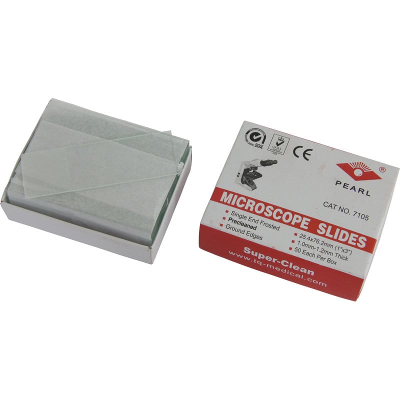 Omegon Voorwerpglaasjes, mat (50) 1 Omegon voorwerpglaasjes mat 50 Omegon voorwerpglaasjes mat 50 stuks in doosje met zichtbaar opschriftveld en verpakking Microscope Slides