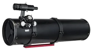 Levenhuk Ra 200N F5 OTA Newtonian reflector optical tube with finder and dual-speed focuser on a white background