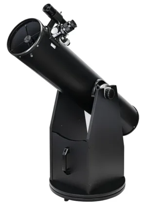 Levenhuk Ra 200N Newtonian reflector with Dobsonian mount and optical finder on a white background